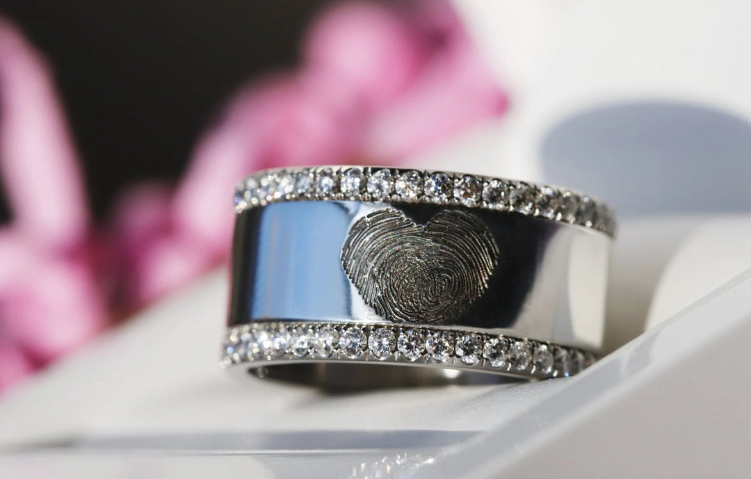 Anneau (addon) "Empreinte à Deux" en argent oxydé - poli pour bague mood interchangeable