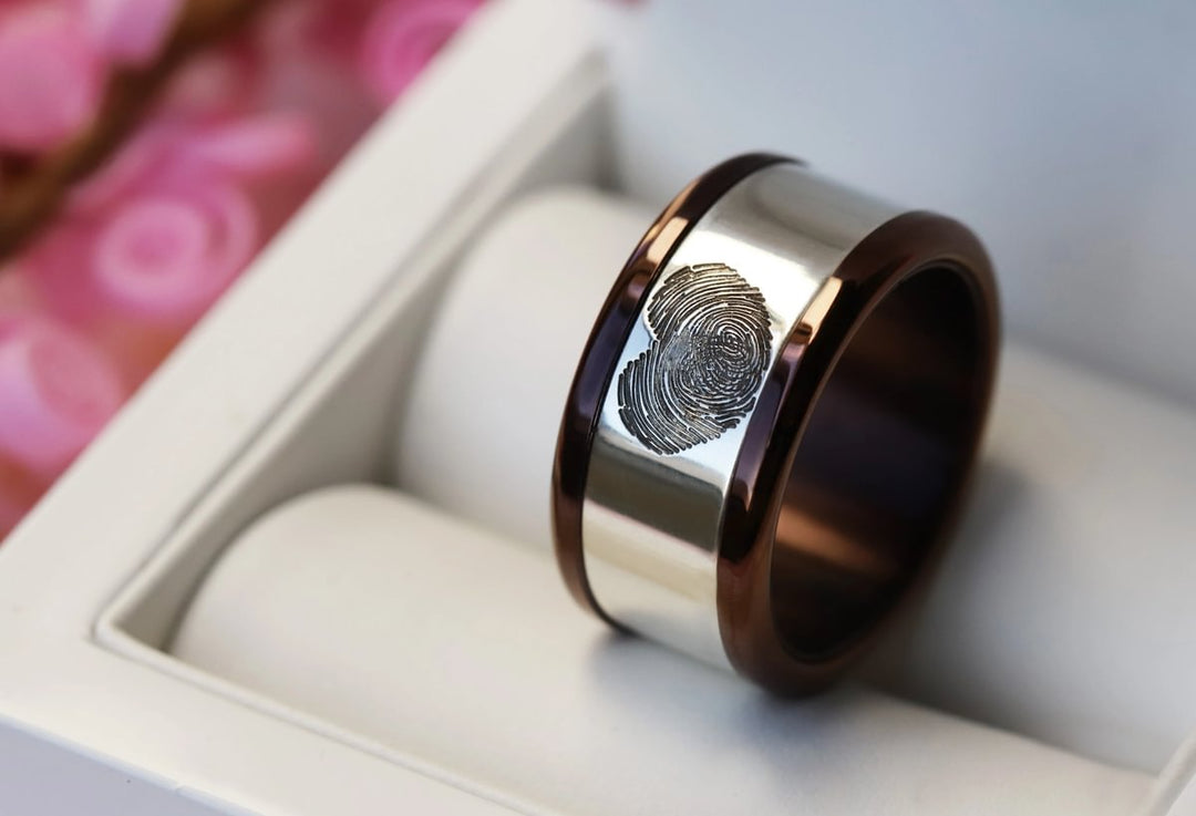 Anneau (addon) "Empreinte à Deux" en argent oxydé - poli pour bague mood interchangeable