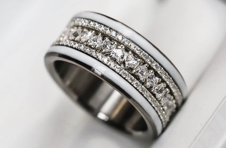 💍🤍 Inner ring (medium addon) "Aurheart" in 925 silver set with white zircons