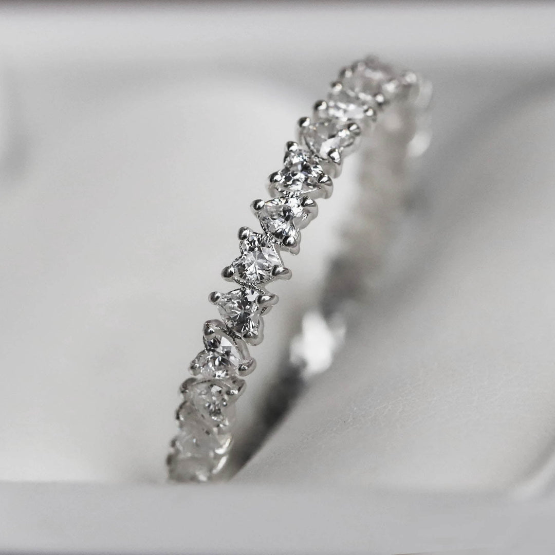 💍🤍 Inner ring (medium addon) "Aurheart" in 925 silver set with white zircons