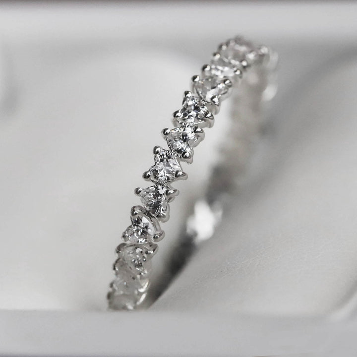 💍🤍 Inner ring (medium addon) "Aurheart" in 925 silver set with white zircons