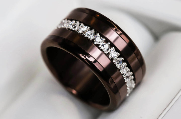 💍🤍 Inner ring (medium addon) "Aurheart" in 925 silver set with white zircons