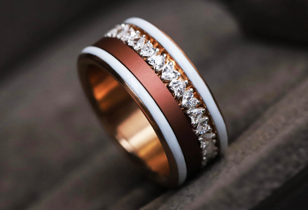 💍🤍 Inner ring (medium addon) "Aurheart" in 925 silver set with white zircons