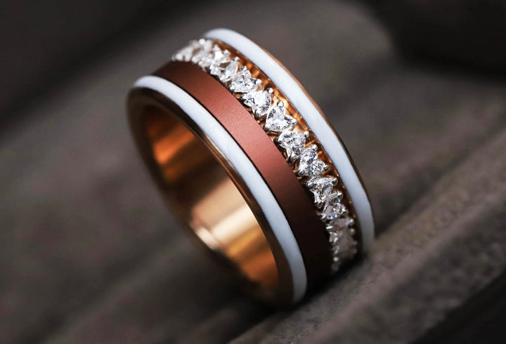 💍🤍 Inner ring (medium addon) "Aurheart" in 925 silver set with white zircons