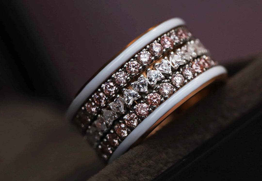 💍🤍 Inner ring (medium addon) "Aurheart" in 925 silver set with white zircons