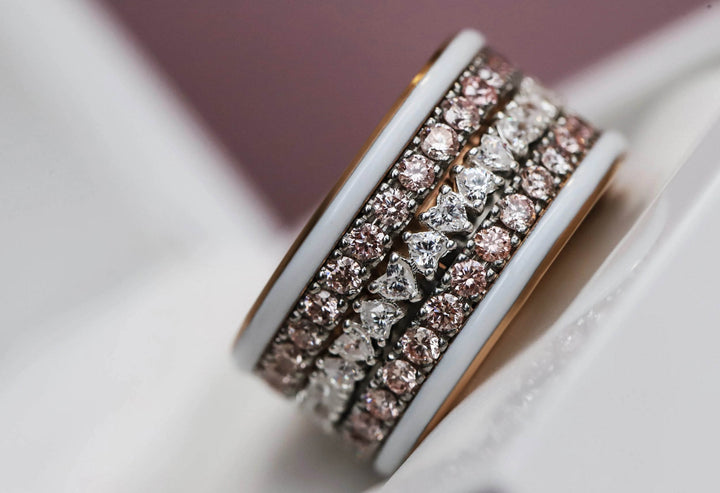 💍🤍 Inner ring (medium addon) "Aurheart" in 925 silver set with white zircons