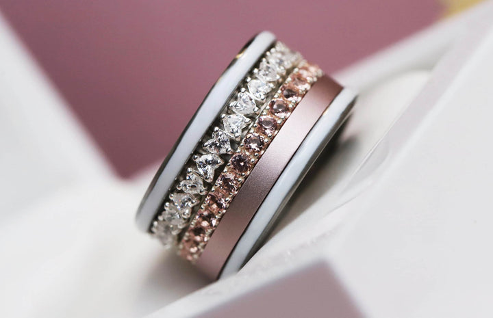 💍🤍 Inner ring (medium addon) "Aurheart" in 925 silver set with white zircons