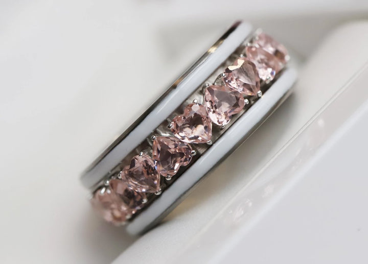 💍🌸 Innenring (2/3 Addon) „Aurheart Sakura“ aus 925er Silber mit korallenroten Zirkonia Steine besetzt