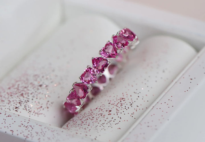 💍💖 Anneau (addon deux tiers) "Aurheart rubis" en argent 925 serti de zircons rubis