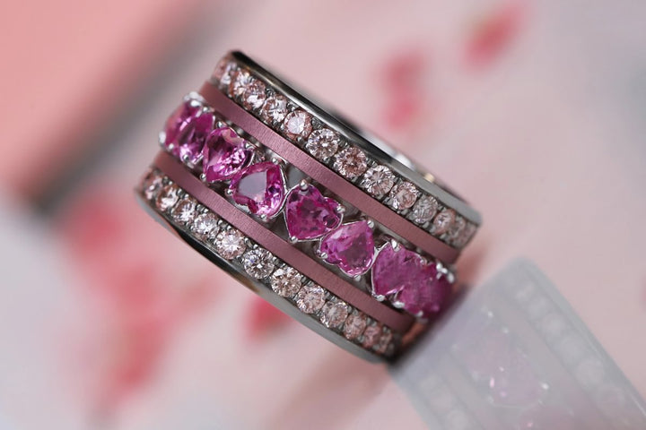 💍💖 Anneau (addon deux tiers) "Aurheart rubis" en argent 925 serti de zircons rubis