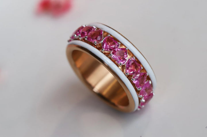 💍💖 Anneau (addon deux tiers) "Aurheart rubis" en argent 925 serti de zircons rubis