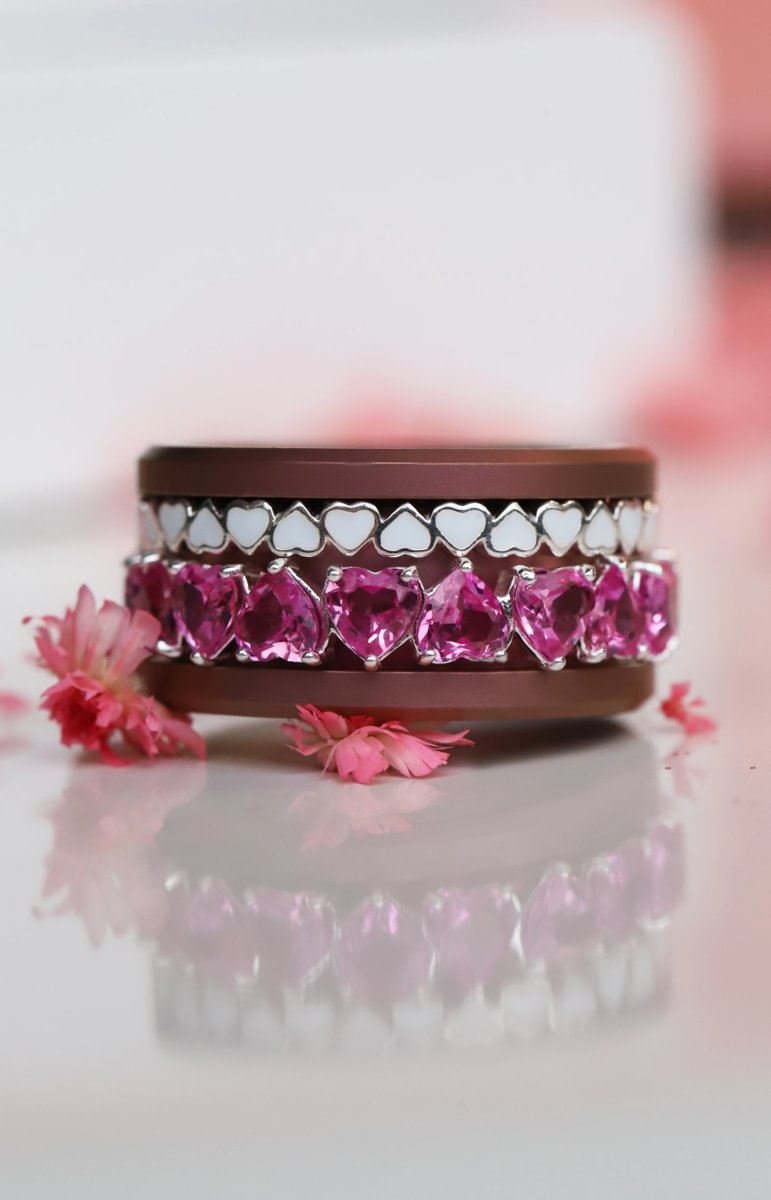 💍💖 Anneau (addon deux tiers) "Aurheart rubis" en argent 925 serti de zircons rubis