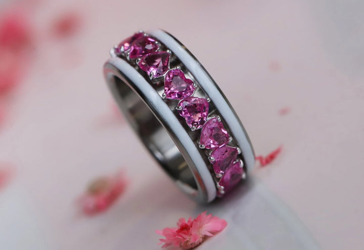💍💖 Anneau (addon deux tiers) "Aurheart rubis" en argent 925 serti de zircons rubis