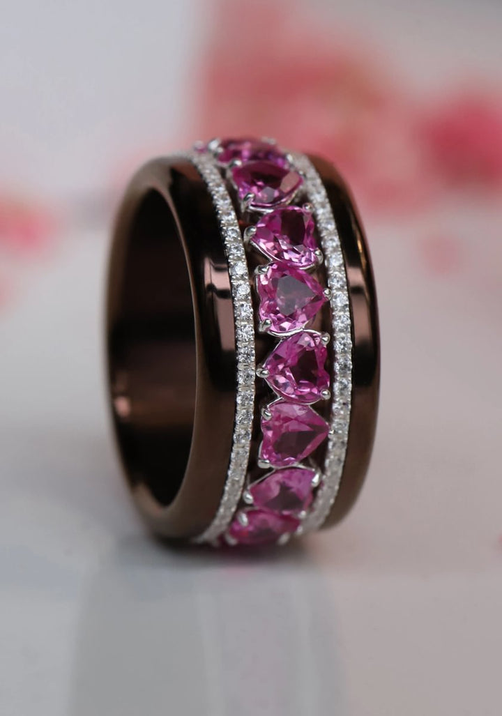 💍💖 Anneau (addon deux tiers) "Aurheart rubis" en argent 925 serti de zircons rubis