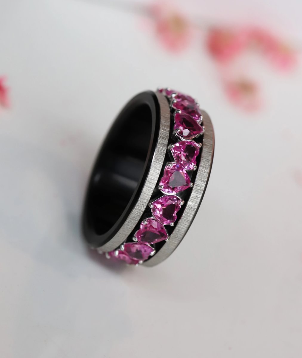 💍💖 Anneau (addon deux tiers) "Aurheart rubis" en argent 925 serti de zircons rubis