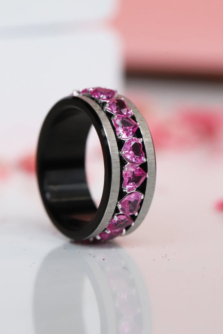 💍💖 Anneau (addon deux tiers) "Aurheart rubis" en argent 925 serti de zircons rubis