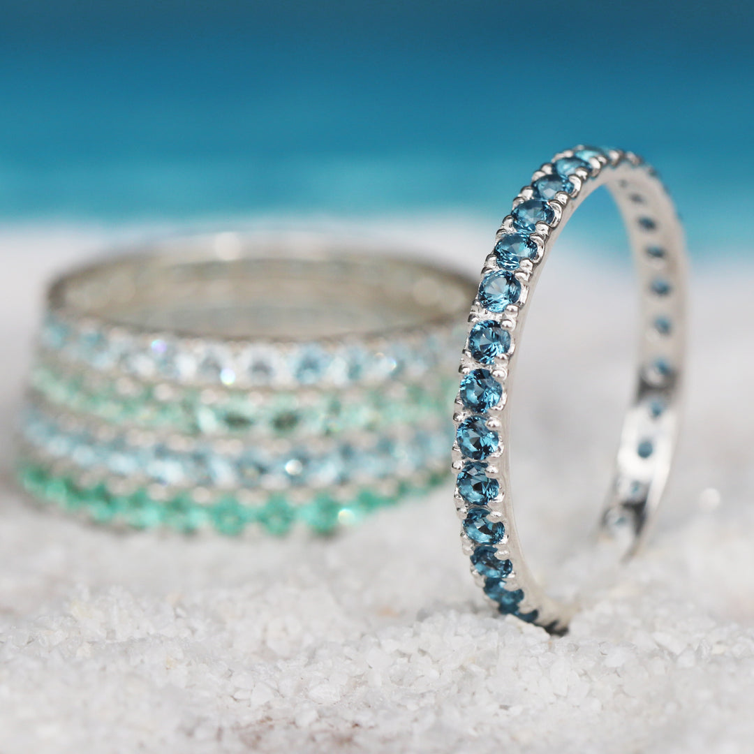💍 Anneau (addon medium) "Aura Lagoon" en argent 925 serti de zircons