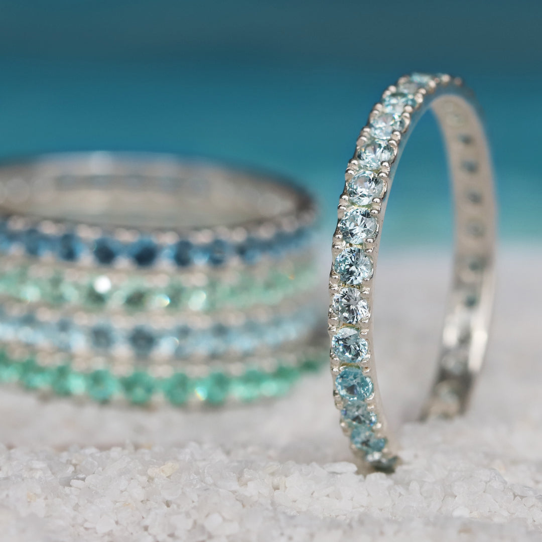 💍 Anneau (addon medium) "Aura Céleste" en argent 925 serti de zircons bleus