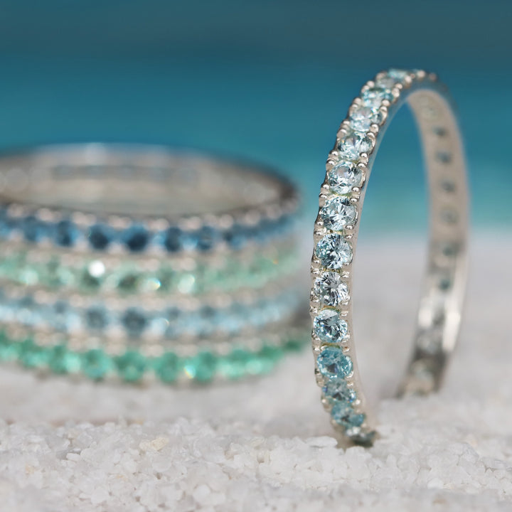 💍 Anneau (addon medium) "Aura Céleste" en argent 925 serti de zircons bleus