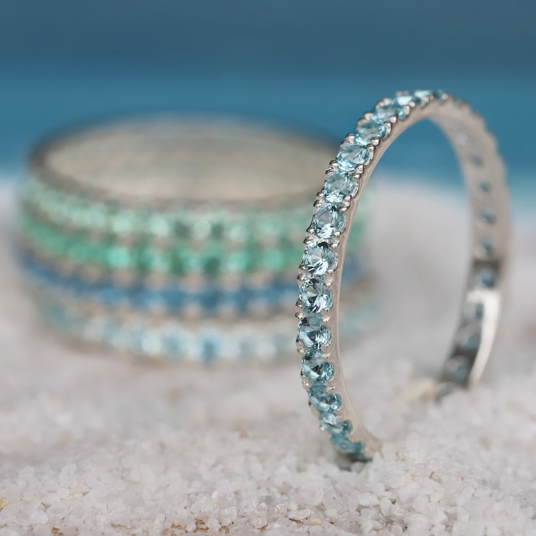 💍 Anneau (addon medium) "Aura Turquoise" en argent 925 serti de zircons