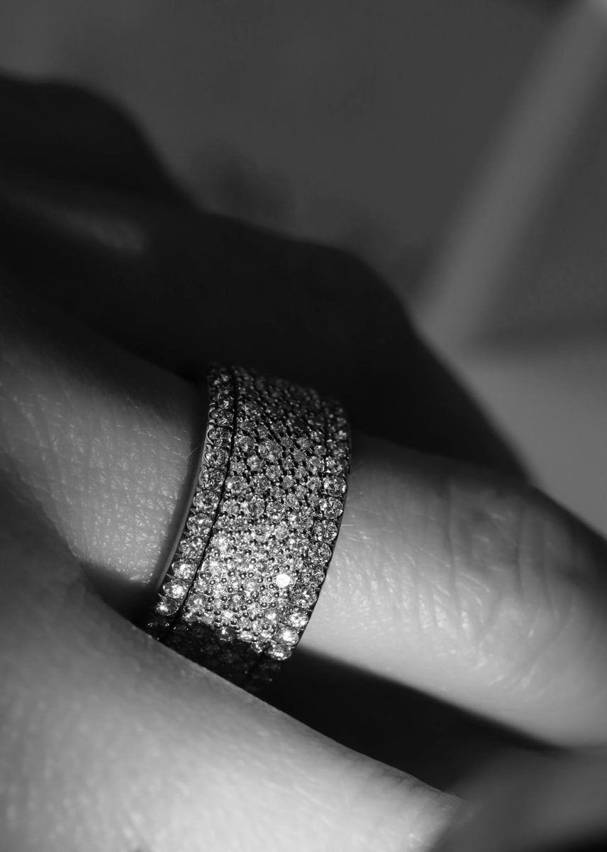 ❄️ Anneau (addon ou deux tiers) en argent Trésor entièrement serti de zircons pour bague mood interchangeable