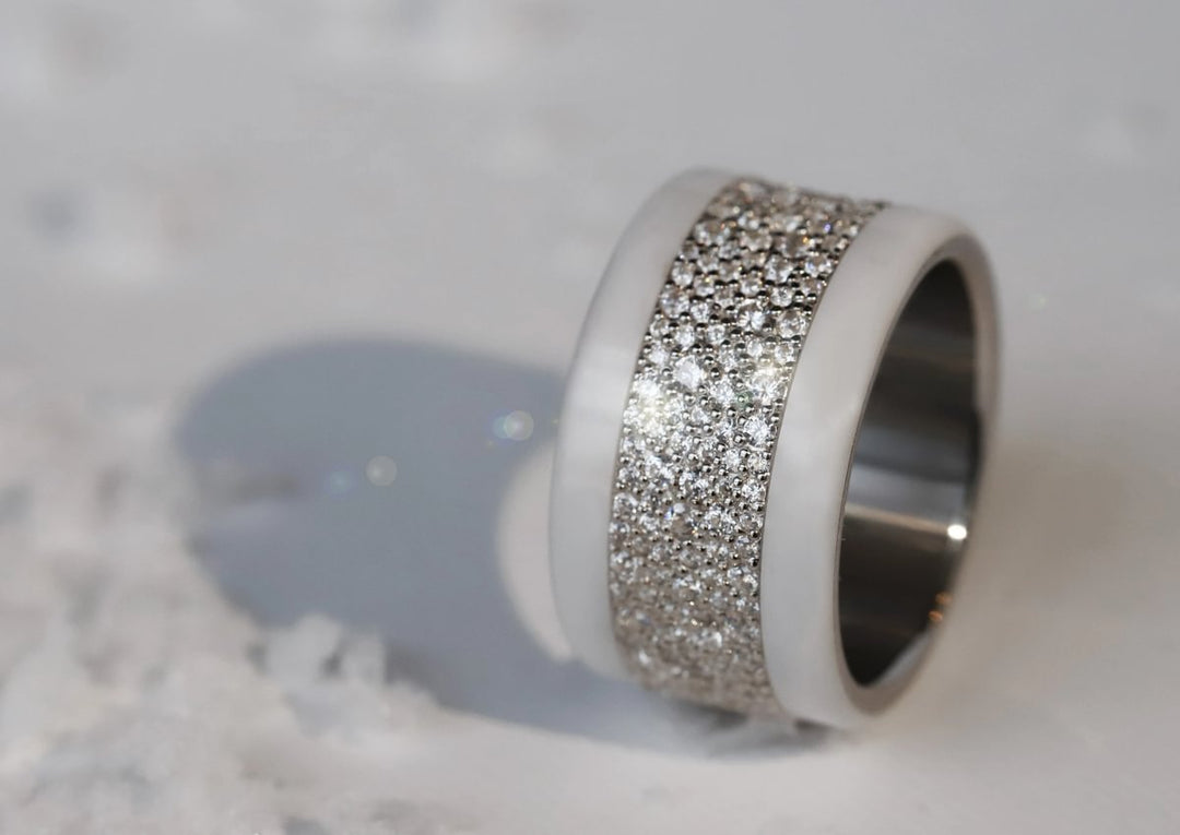 ❄️ Anneau (addon ou deux tiers) en argent Trésor entièrement serti de zircons pour bague mood interchangeable