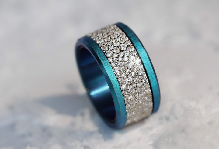 ❄️ Anneau (addon ou deux tiers) en argent Trésor entièrement serti de zircons pour bague mood interchangeable