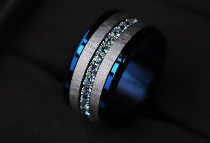 OCEAN BLUE -  addon (medium) en argent serti de Topazes - Ocean blue