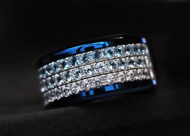 OCEAN BLUE -  addon (medium) en argent serti de Topazes - Ocean blue