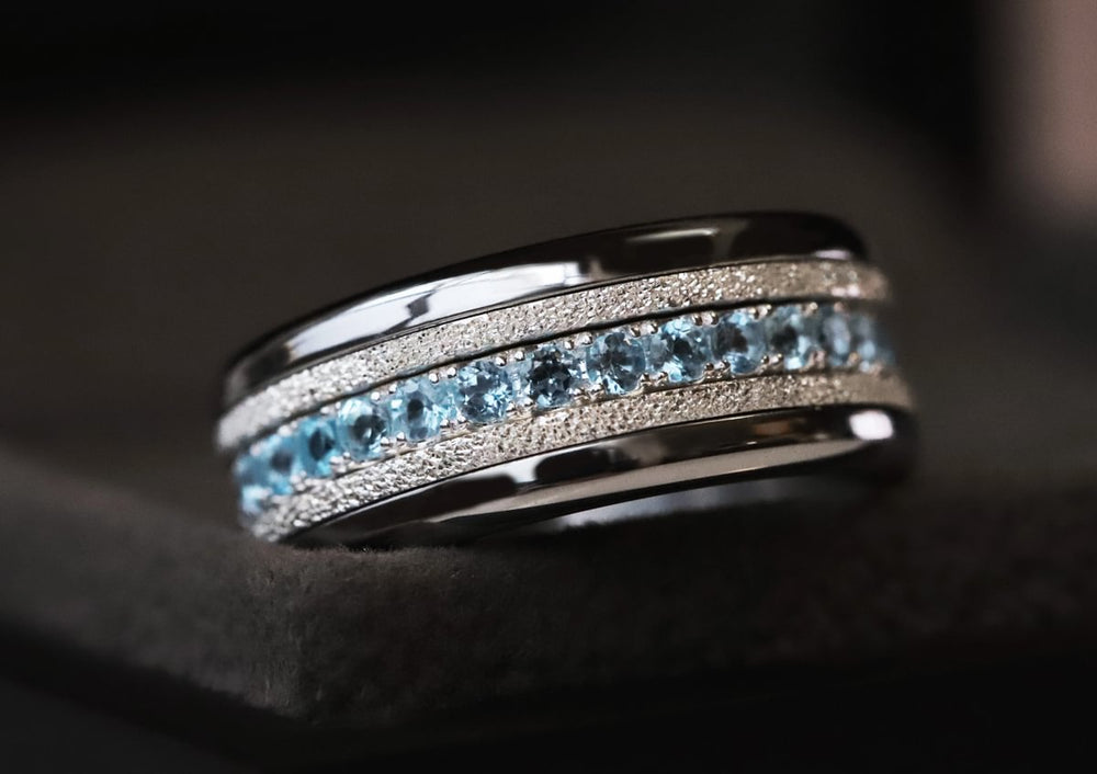 OCEAN BLUE -  addon (medium) en argent serti de Topazes - Ocean blue