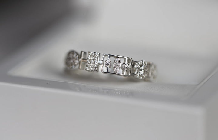 Anneau (deux tiers) "Gatsby" en argent 925 3D serti de zircons pour bague mood interchangeable