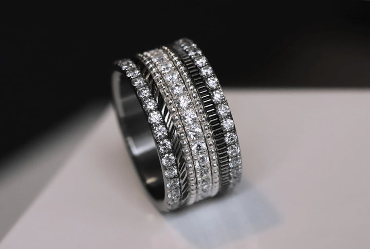 Anneau (mini) en argent 925 oxydé "Oria" pour bague mood interchangeable