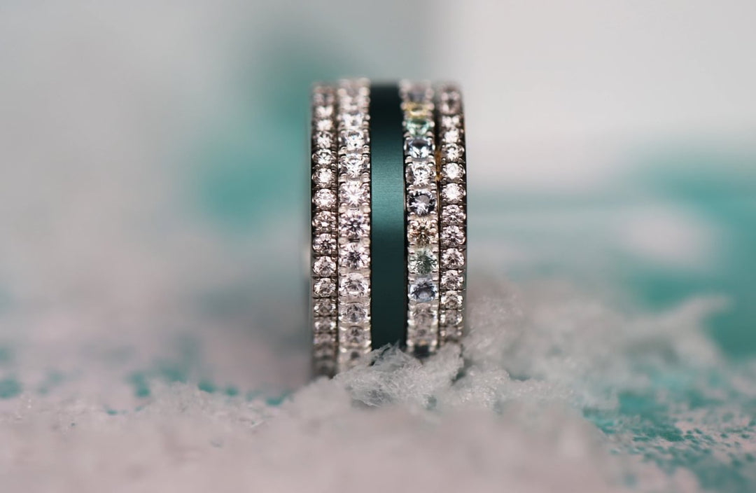 Innenring (Medium Addon) "Aura Engel" Aura Light grey aus 925er Silber mit Zirkonia Steine besetzt