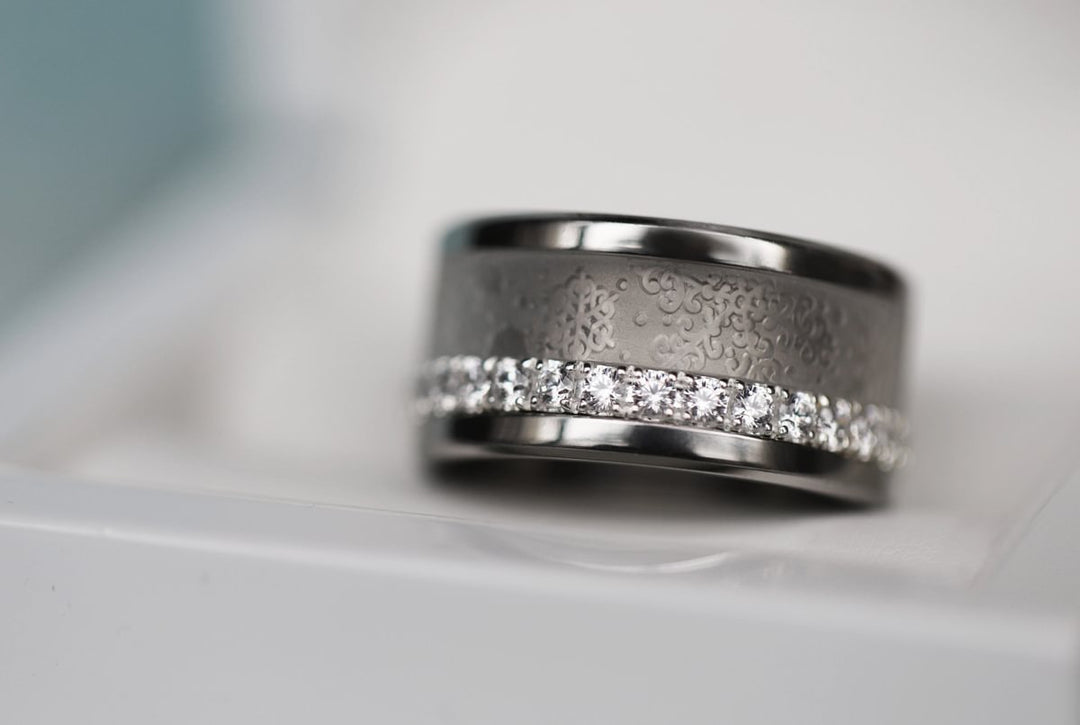 18 🎁 Anneau (addon ou deux tiers) "Flocons blancs" en polymère translucide sablé