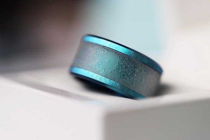 18 🎁 Anneau (addon ou deux tiers) "Flocons blancs" en polymère translucide sablé