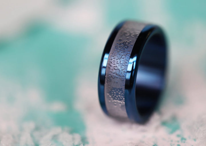 18 🎁 Anneau (addon ou deux tiers) "Flocons blancs" en polymère translucide sablé