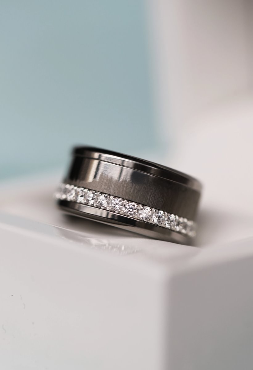 15 🎁 Anneau (deux tiers) "Souffle Sacré" en acier