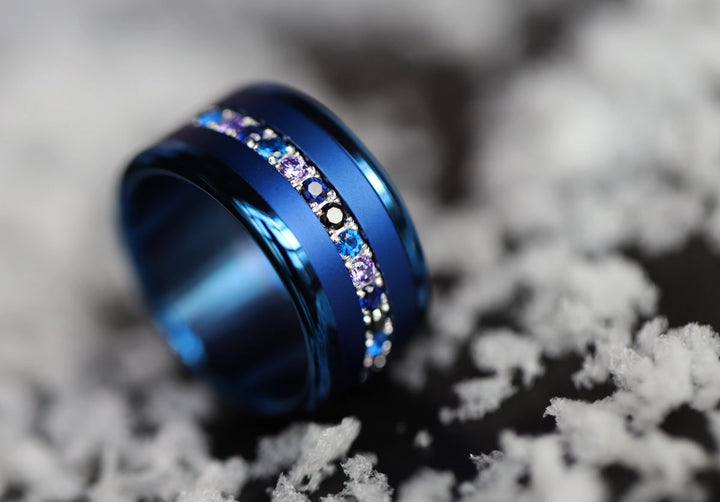 06 🎁 Inner ring (medium addon) "Sacred Aura" Aura Dark Bluish in 925 silver set with zircons