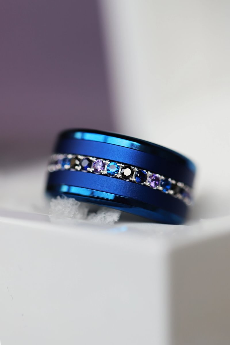 06 🎁 Inner ring (medium addon) "Sacred Aura" Aura Dark Bluish in 925 silver set with zircons