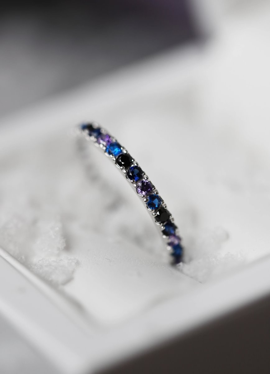 06 🎁 Inner ring (medium addon) "Sacred Aura" Aura Dark Bluish in 925 silver set with zircons