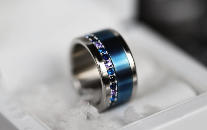 06 🎁 Inner ring (medium addon) "Sacred Aura" Aura Dark Bluish in 925 silver set with zircons