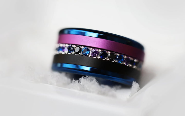 06 🎁 Inner ring (medium addon) "Sacred Aura" Aura Dark Bluish in 925 silver set with zircons