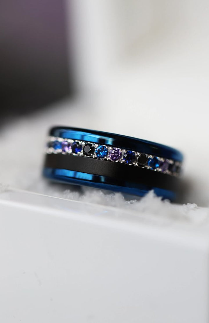 06 🎁 Inner ring (medium addon) "Sacred Aura" Aura Dark Bluish in 925 silver set with zircons