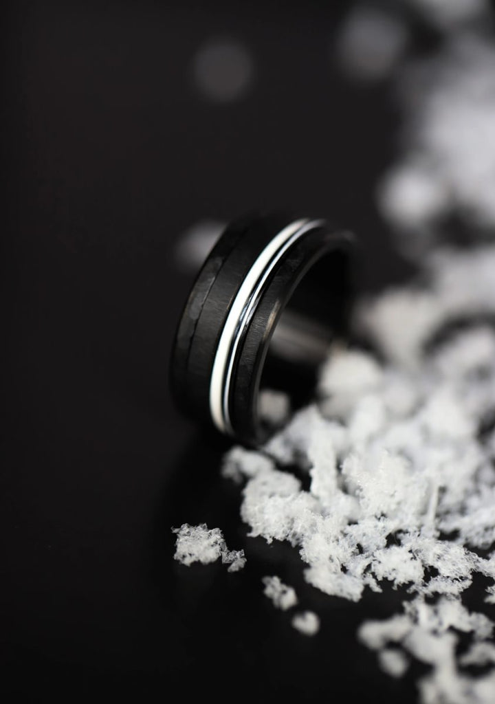 16 🎁 Innenring (Mini Addon) "Hell-Dunkel" aus Silber mit schwez-weisser Emaille Beschichtung