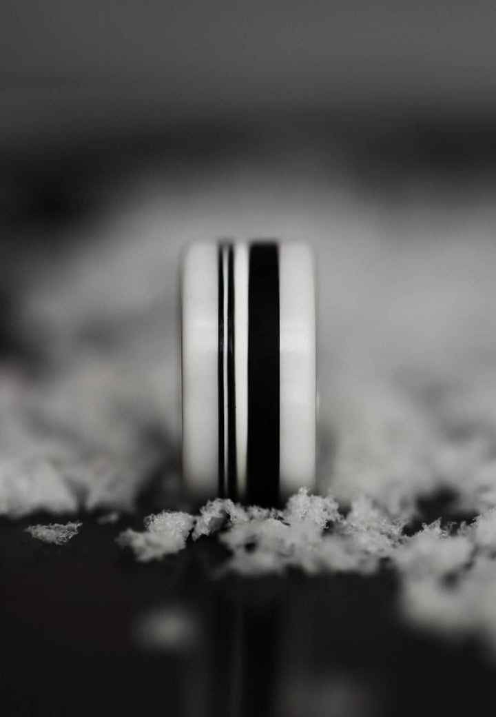 16 🎁 Innenring (Mini Addon) "Hell-Dunkel" aus Silber mit schwez-weisser Emaille Beschichtung