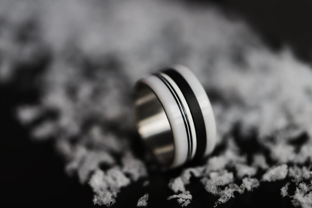 16 🎁 Innenring (Mini Addon) "Hell-Dunkel" aus Silber mit schwez-weisser Emaille Beschichtung