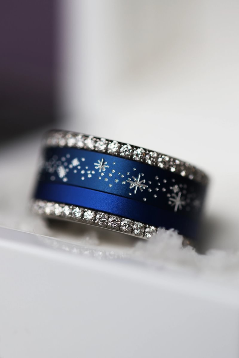22 🎁 Anneau (addon ou deux tiers) "Nuit Étoilée" en aluminium bleu marine