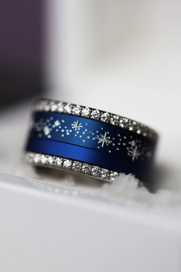 22 🎁 Anneau (addon ou deux tiers) "Nuit Étoilée" en aluminium bleu marine