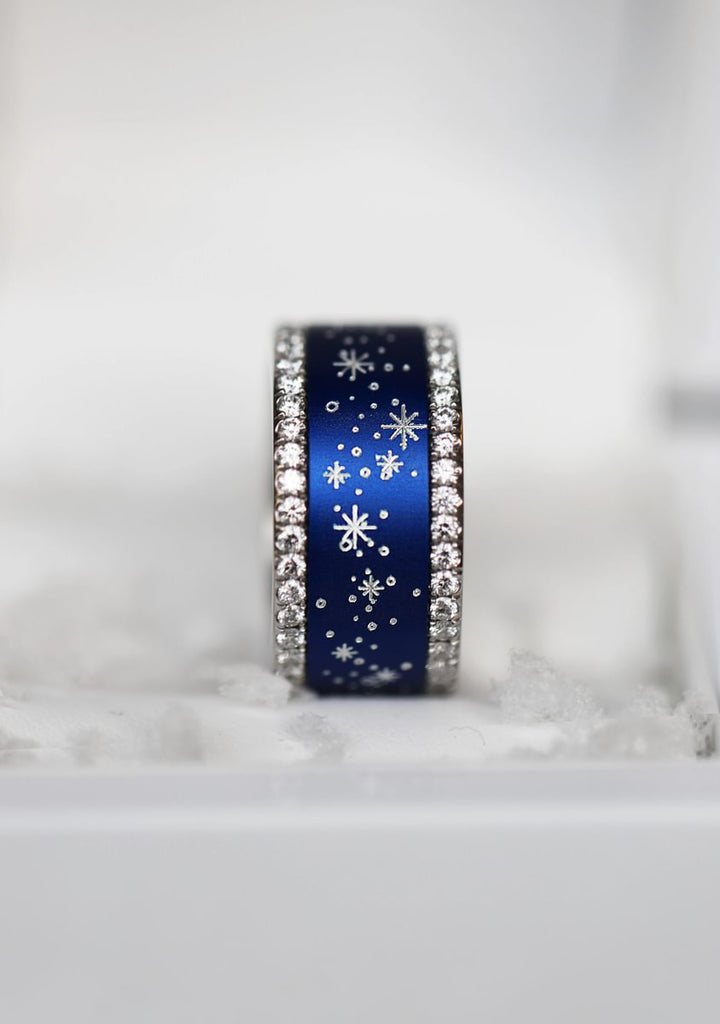 22 🎁 Anneau (addon ou deux tiers) "Nuit Étoilée" en aluminium bleu marine