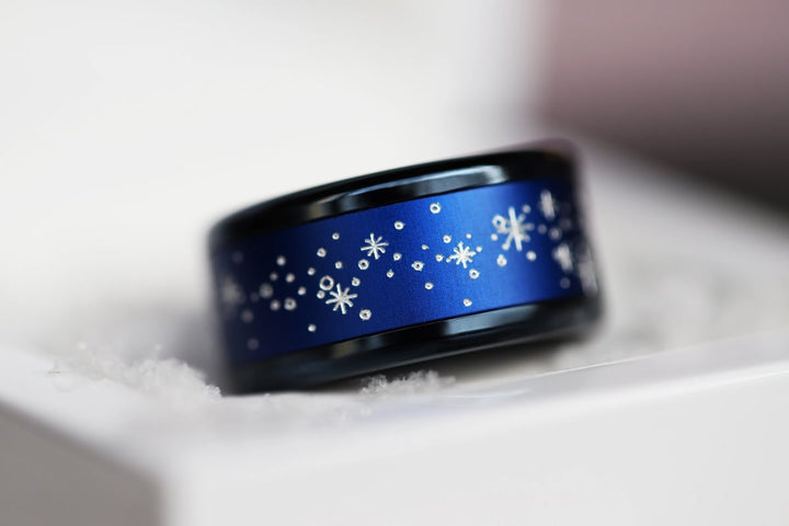 22 🎁 Anneau (addon ou deux tiers) "Nuit Étoilée" en aluminium bleu marine